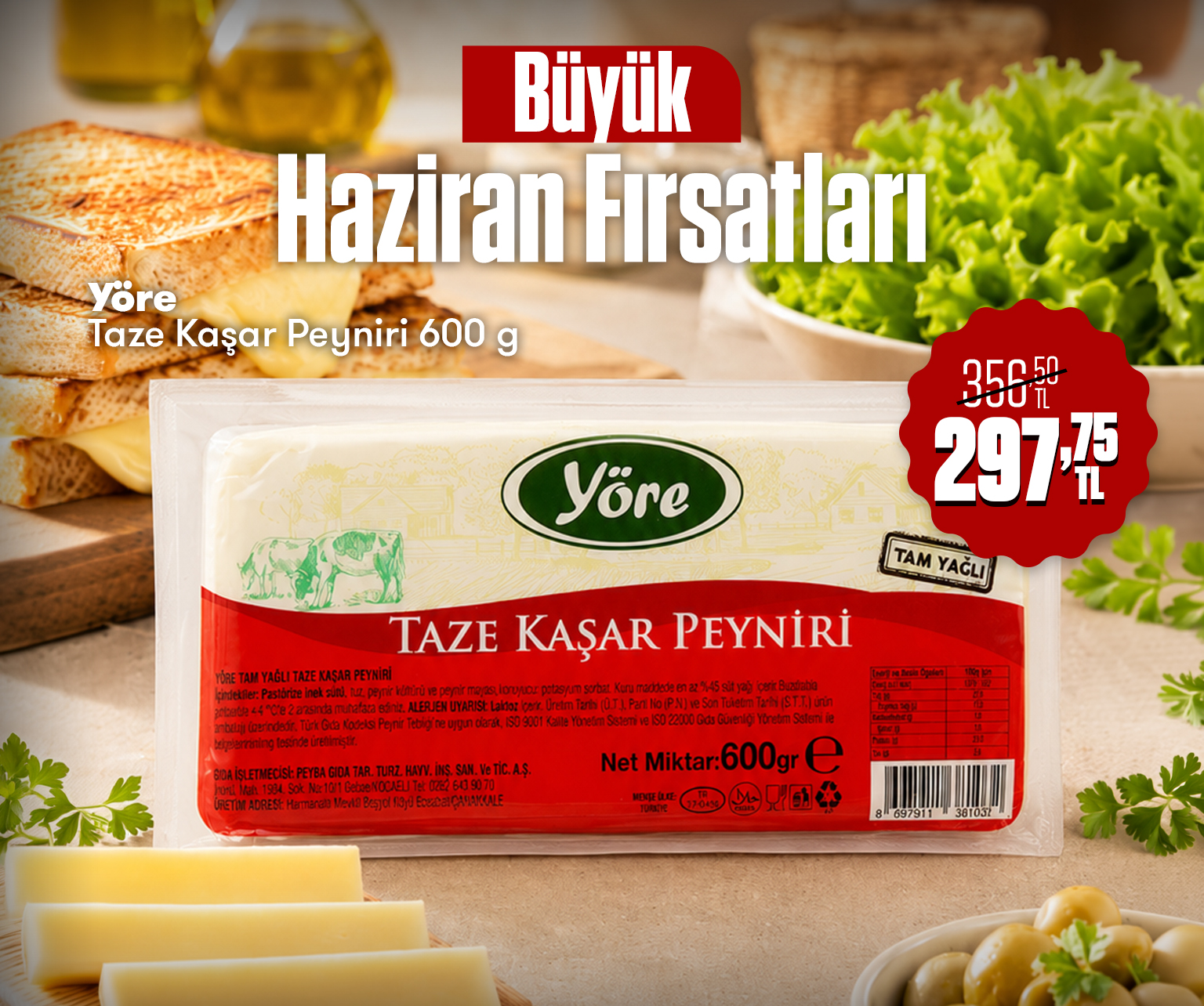 Yöre Taze Kaşar 600 g İndirimi